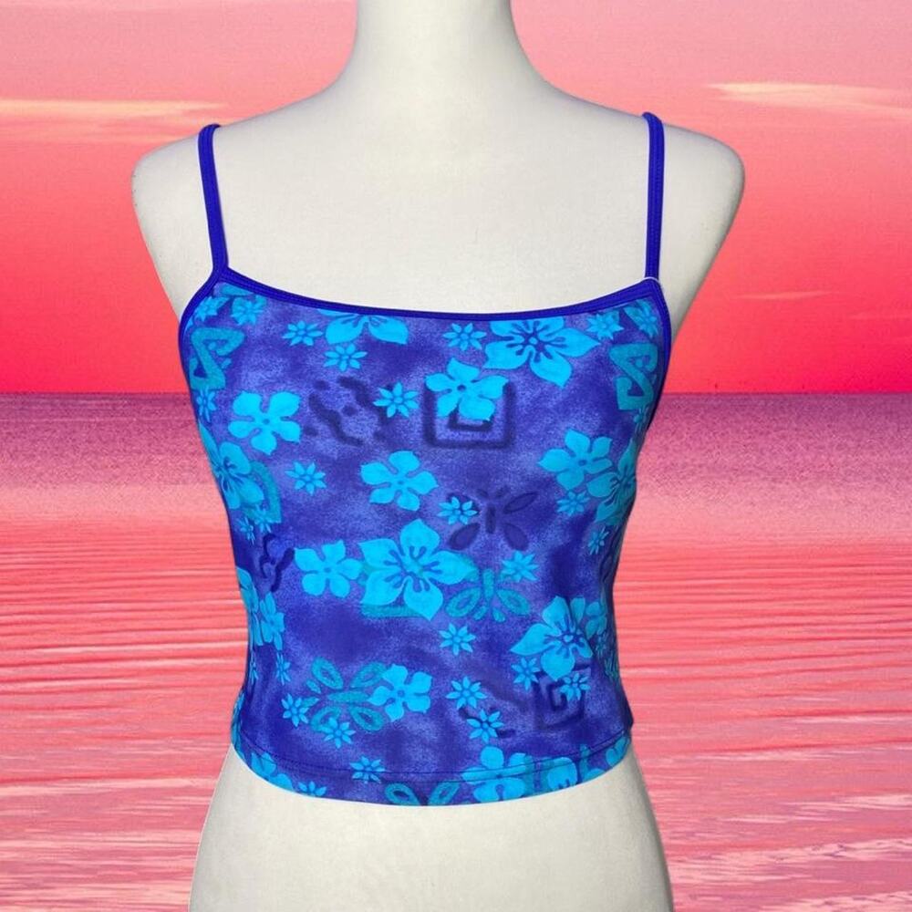 Y2K Blue Floral Tank Top